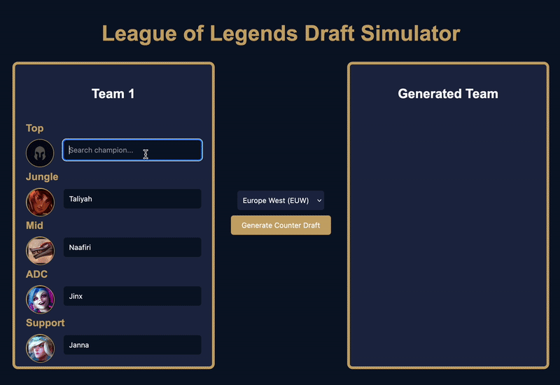 GIF of League Draft Generator